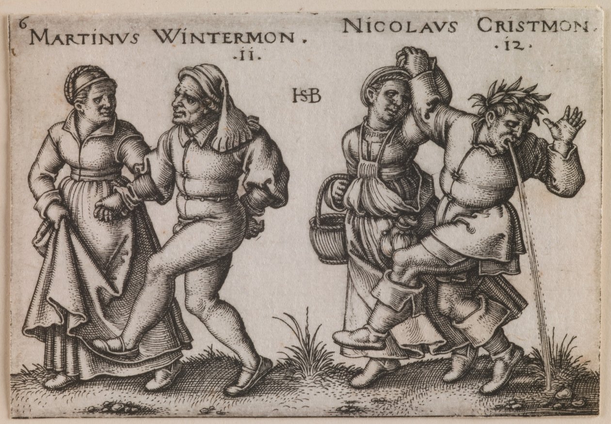 "November en december" uit de serie "Het boerenfeest of de twaalf maanden". door Hans Sebald Beham