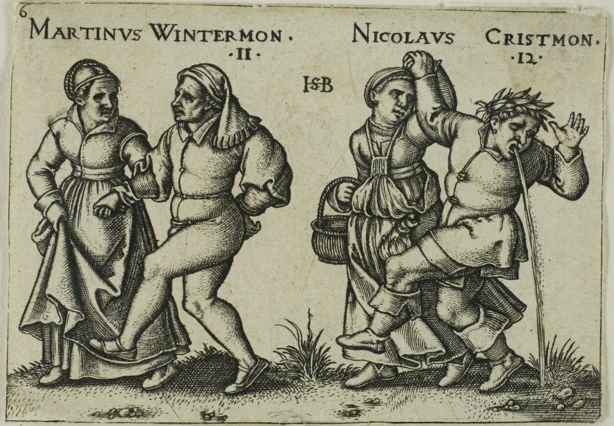 November en december, plaat 6 uit Het Boerenfeest, of De Twaalf Maanden door Hans Sebald Beham