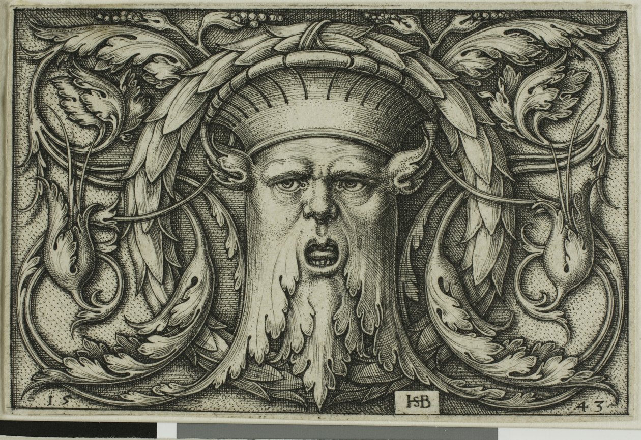 Ornament met een masker door Hans Sebald Beham