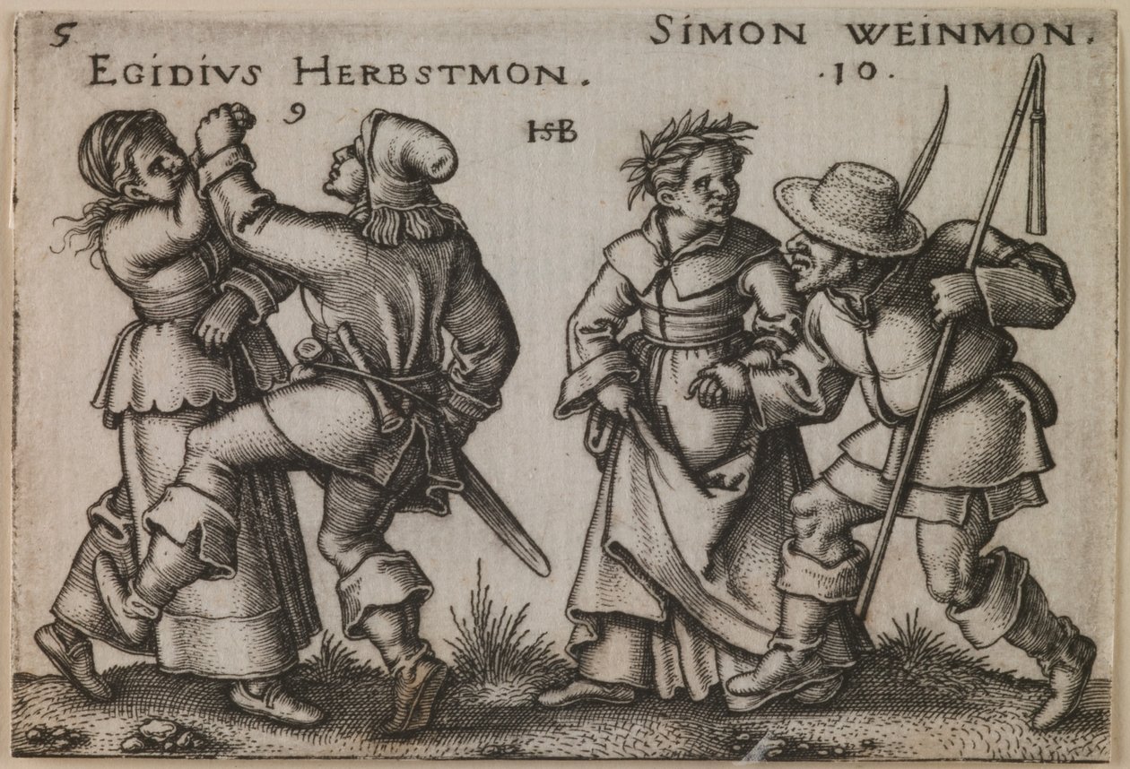 "September en oktober" uit de serie "Het boerenfeest of de twaalf maanden". door Hans Sebald Beham