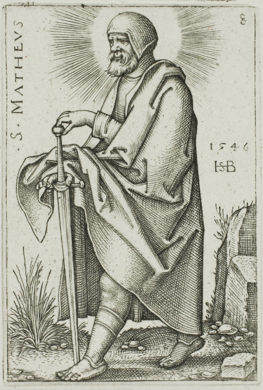 Sint Matteüs, plaat 8 uit De Twaalf Apostelen door Hans Sebald Beham