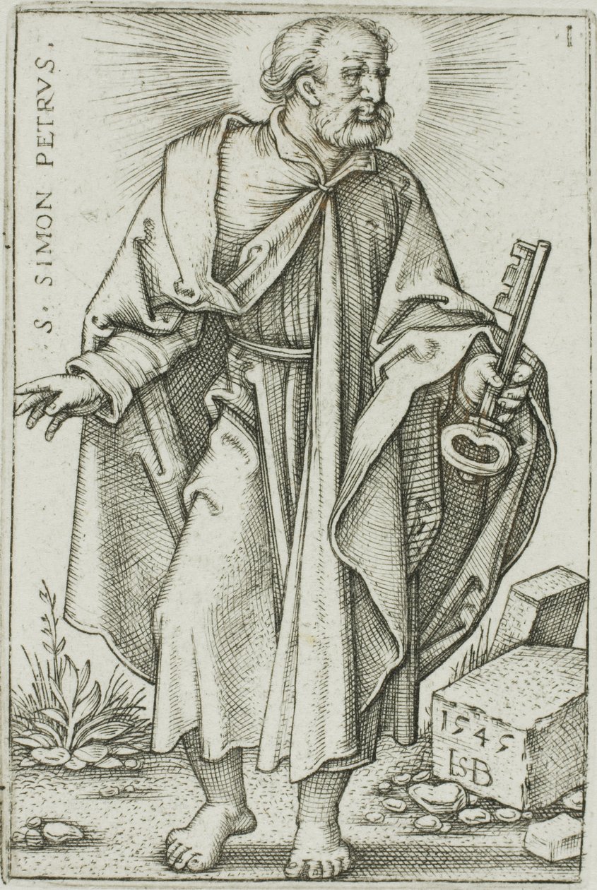 Sint Petrus, plaat 1 uit De Twaalf Apostelen door Hans Sebald Beham