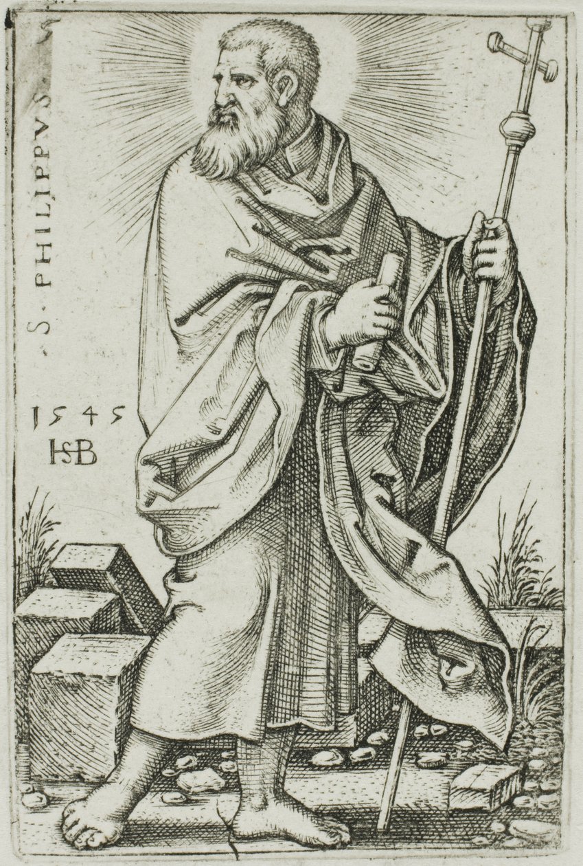 St. Philip, plaat 5 uit De Twaalf Apostelen door Hans Sebald Beham