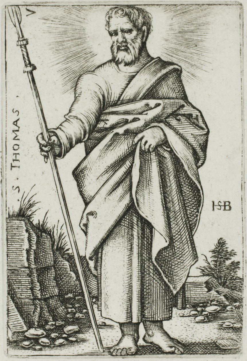St. Thomas, plaat 7 uit De Twaalf Apostelen door Hans Sebald Beham