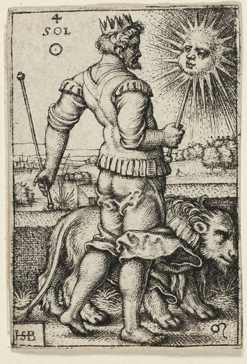 Zon, plaat vier uit De Zeven Planeten met de Dierenriemtekens door Hans Sebald Beham