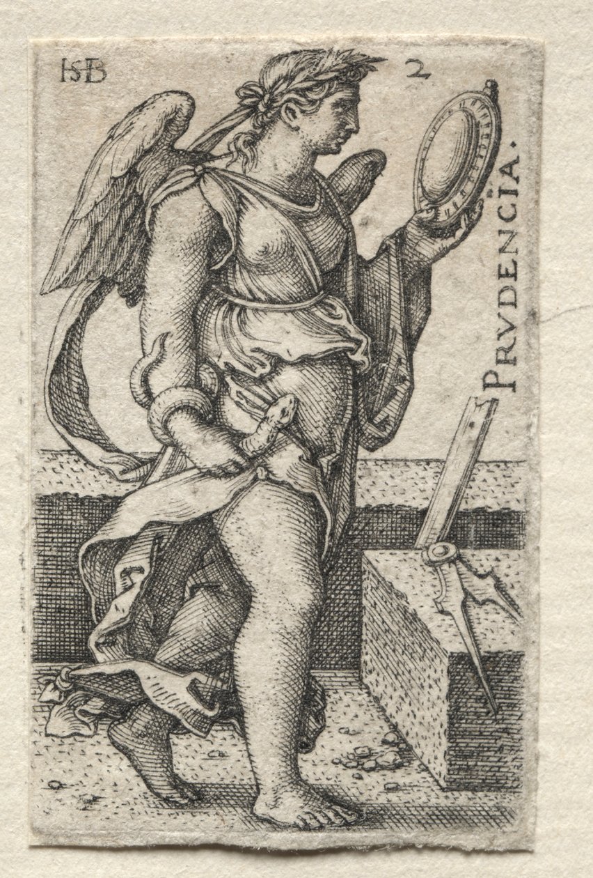 De kennis van God en de zeven kardinale deugden: Voorzichtigheid - Prudencia door Hans Sebald Beham