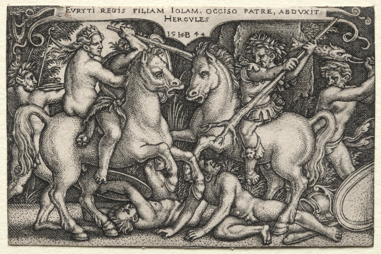 Hercules ontvoert Iole door Hans Sebald Beham