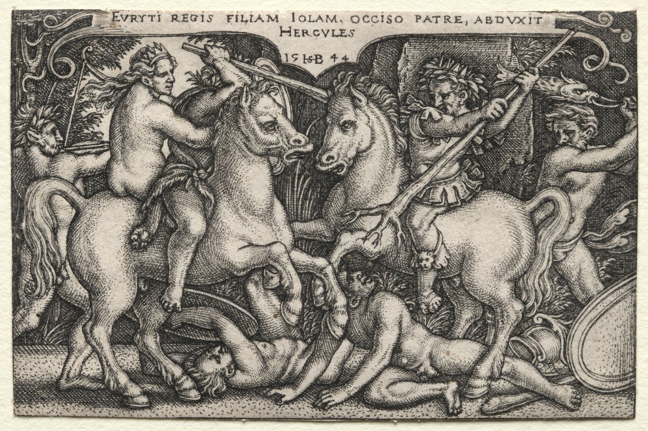 De werken van Hercules: Hercules ontvoert Iole door Hans Sebald Beham