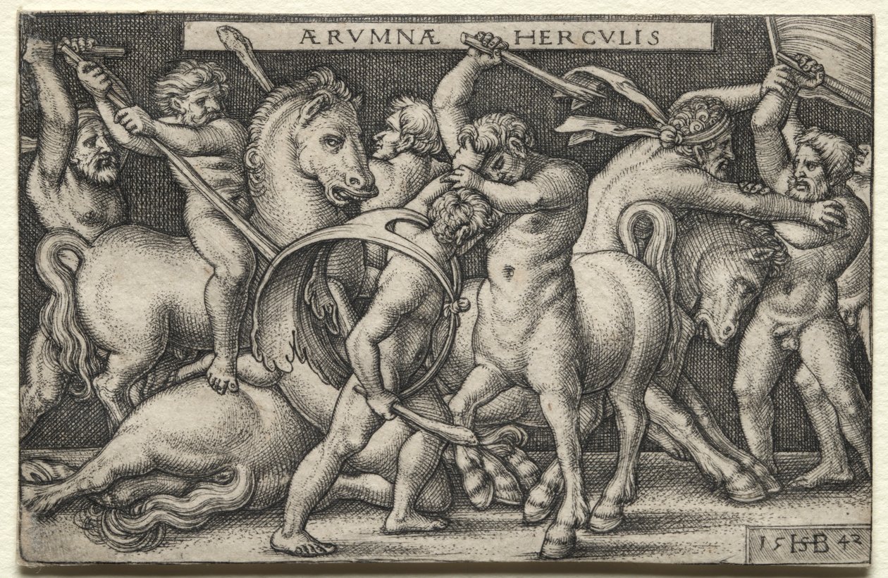 Hercules verslaat de Centauren door Hans Sebald Beham
