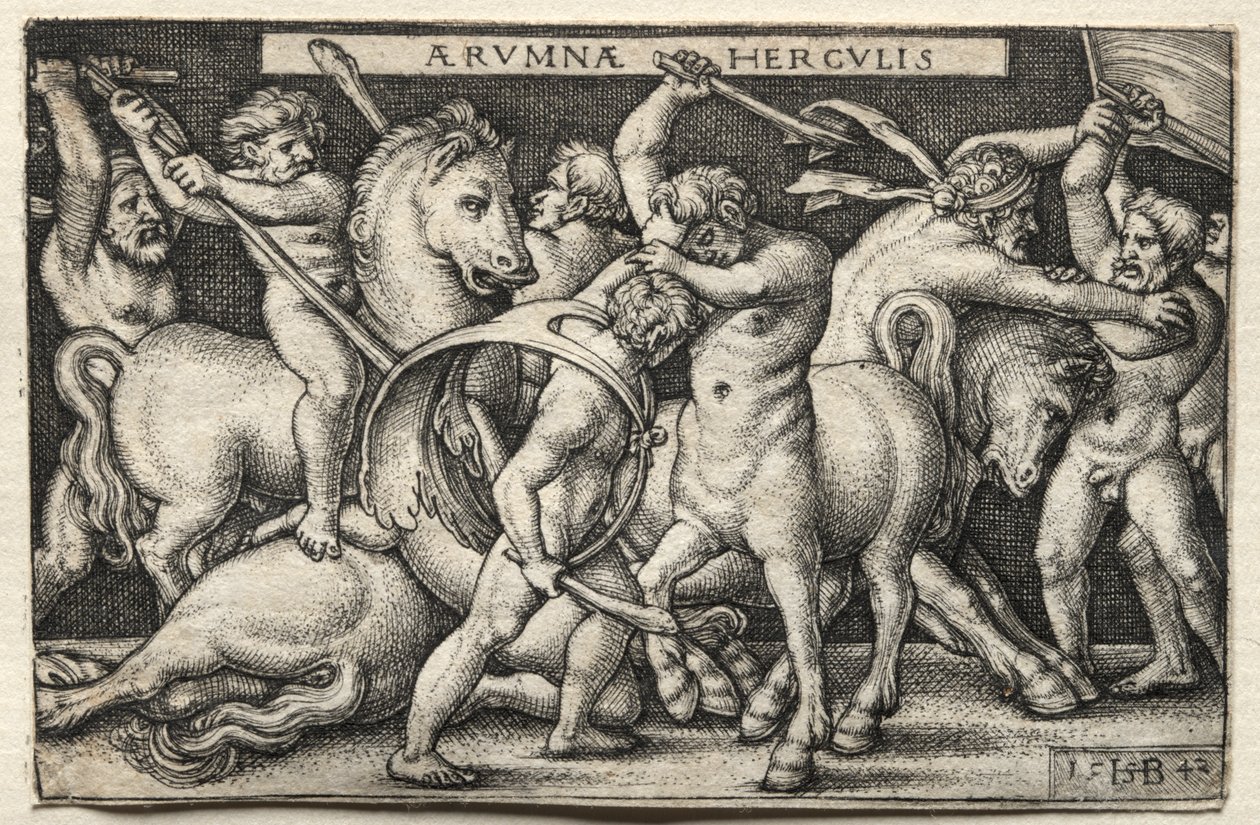 Hercules verslaat de Centauren door Hans Sebald Beham