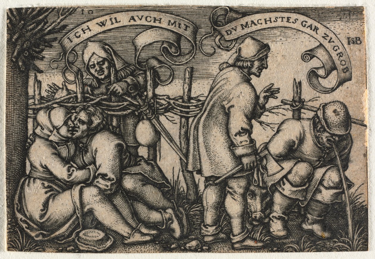 De boerenbruiloft of de twaalf maanden: nr. 10 door Hans Sebald Beham