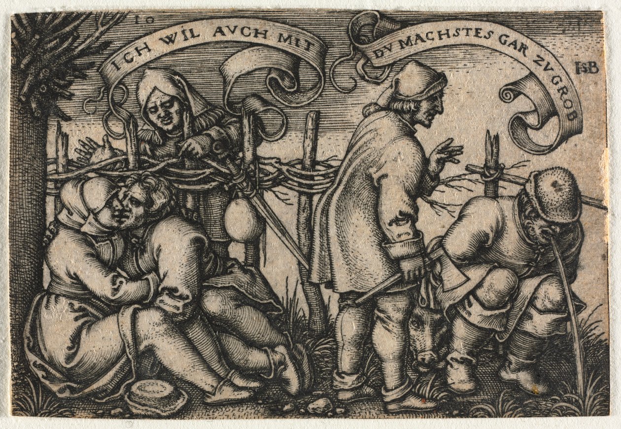 De boerenbruiloft of de twaalf maanden: nr. 10, 1546 door Hans Sebald Beham