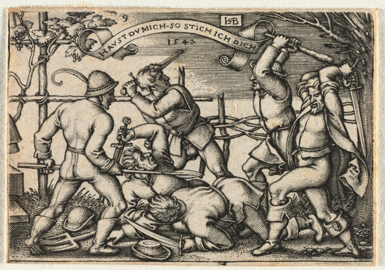 De Boerenbruiloft of de Twaalf Maanden: Nr. 9 door Hans Sebald Beham