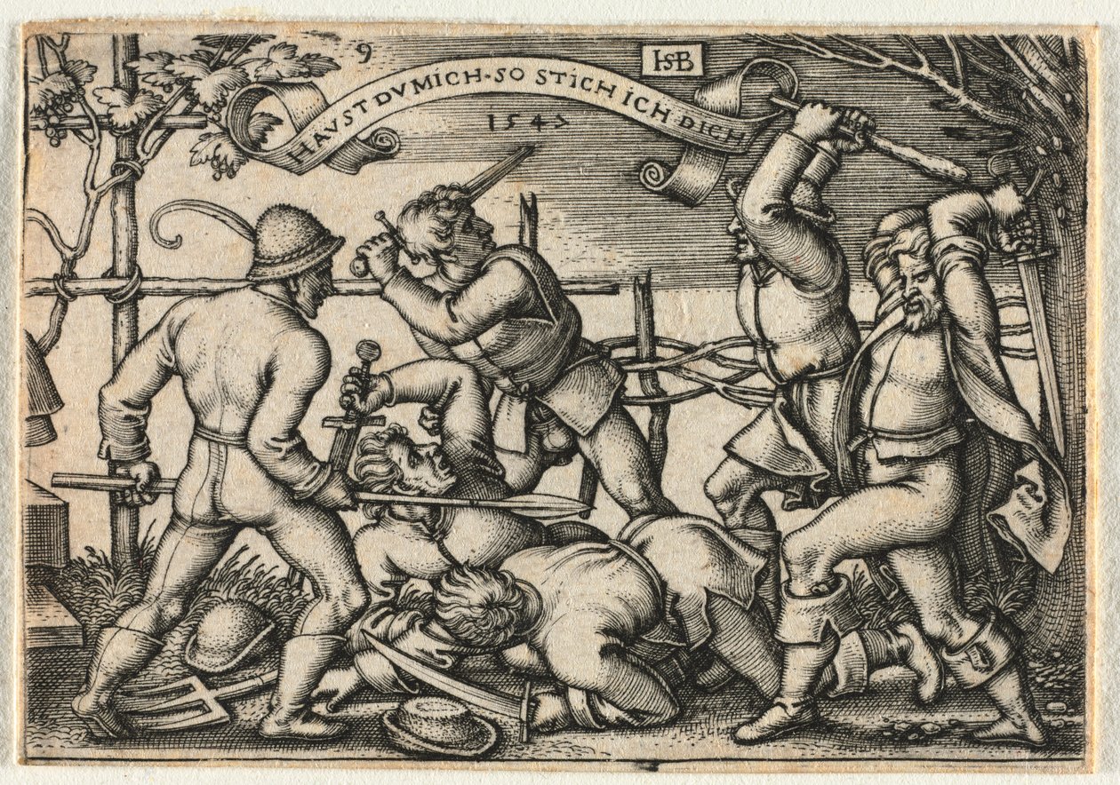 De Boerenbruiloft of de Twaalf Maanden: Nr. 9, 1547 door Hans Sebald Beham