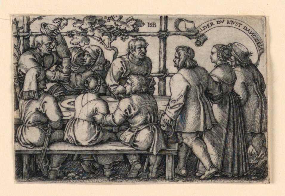 Het boerenfeest (Alder du must danczen) door Hans Sebald Beham