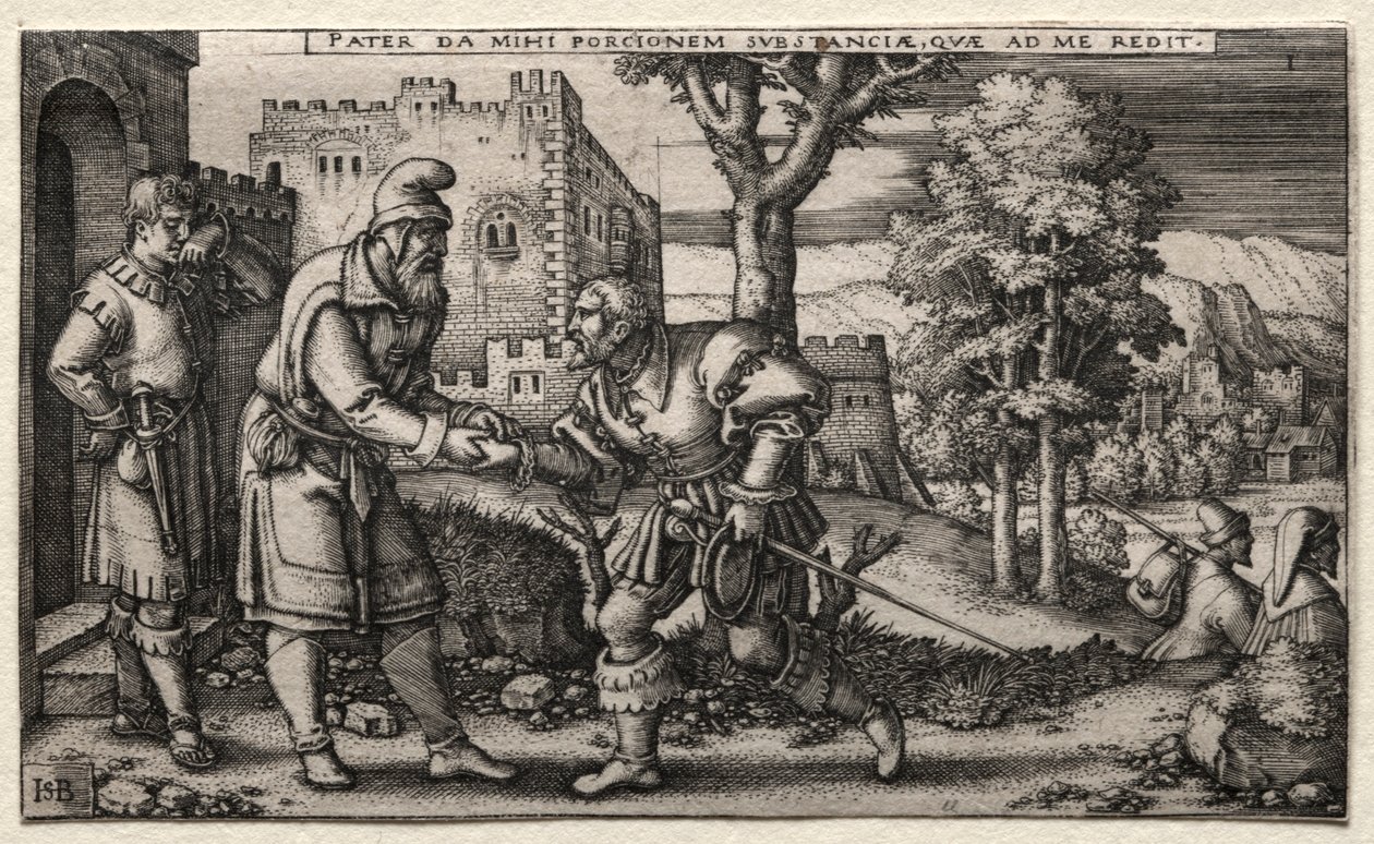 De verloren zoon: Vertrek van de verloren zoon door Hans Sebald Beham