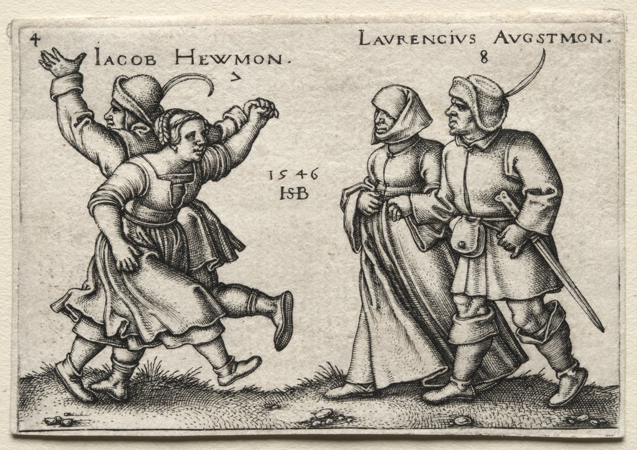 Het Dorpshuwelijk: Jacob Hewmon / Lawrencius Augstmon door Hans Sebald Beham