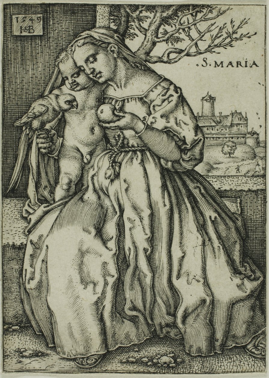 De Maagd en Kind met de Papegaai door Hans Sebald Beham