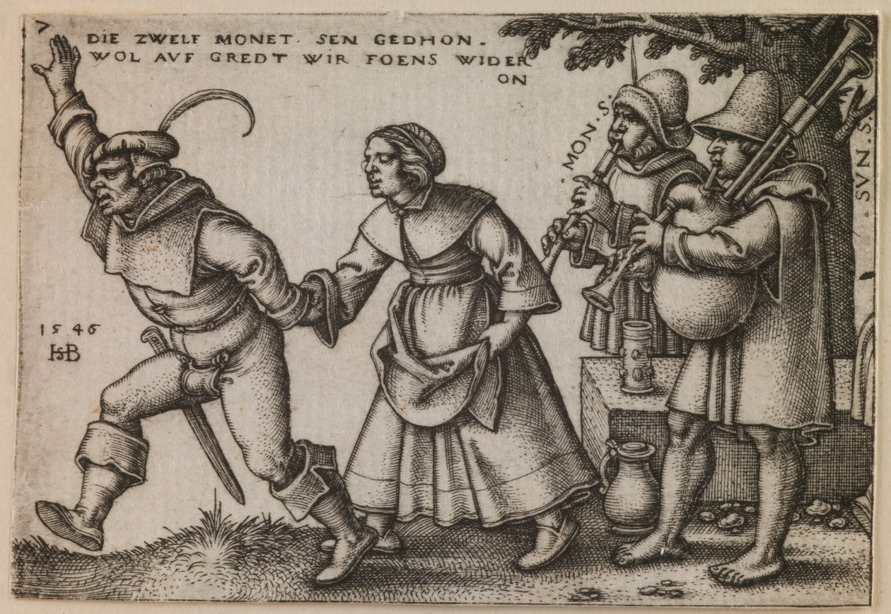 "Het einde van het jaar" uit de serie "Het boerenfeest of de twaalf maanden". door Hans Sebald Beham