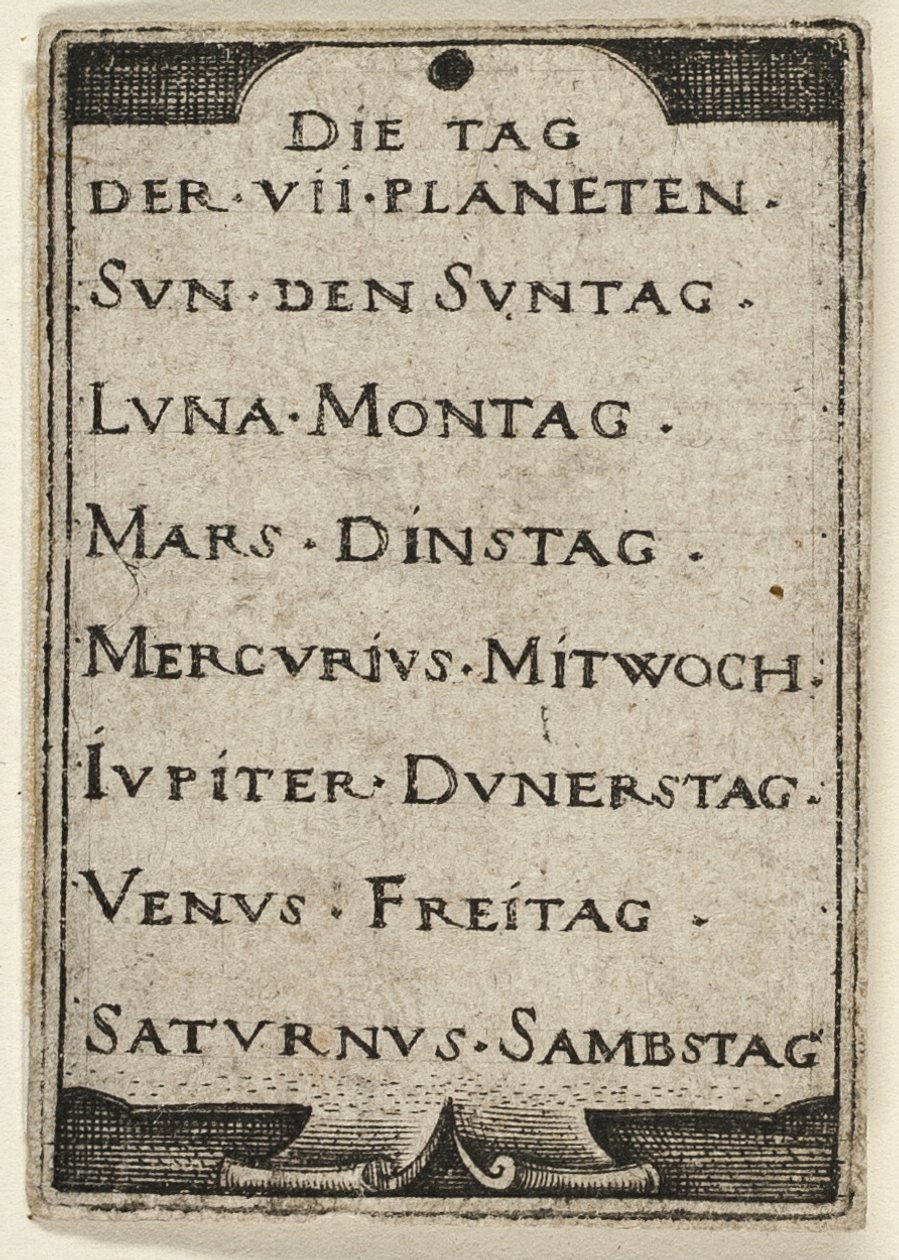 Titelpagina, uit De zeven planeten met de dierenriemen door Hans Sebald Beham