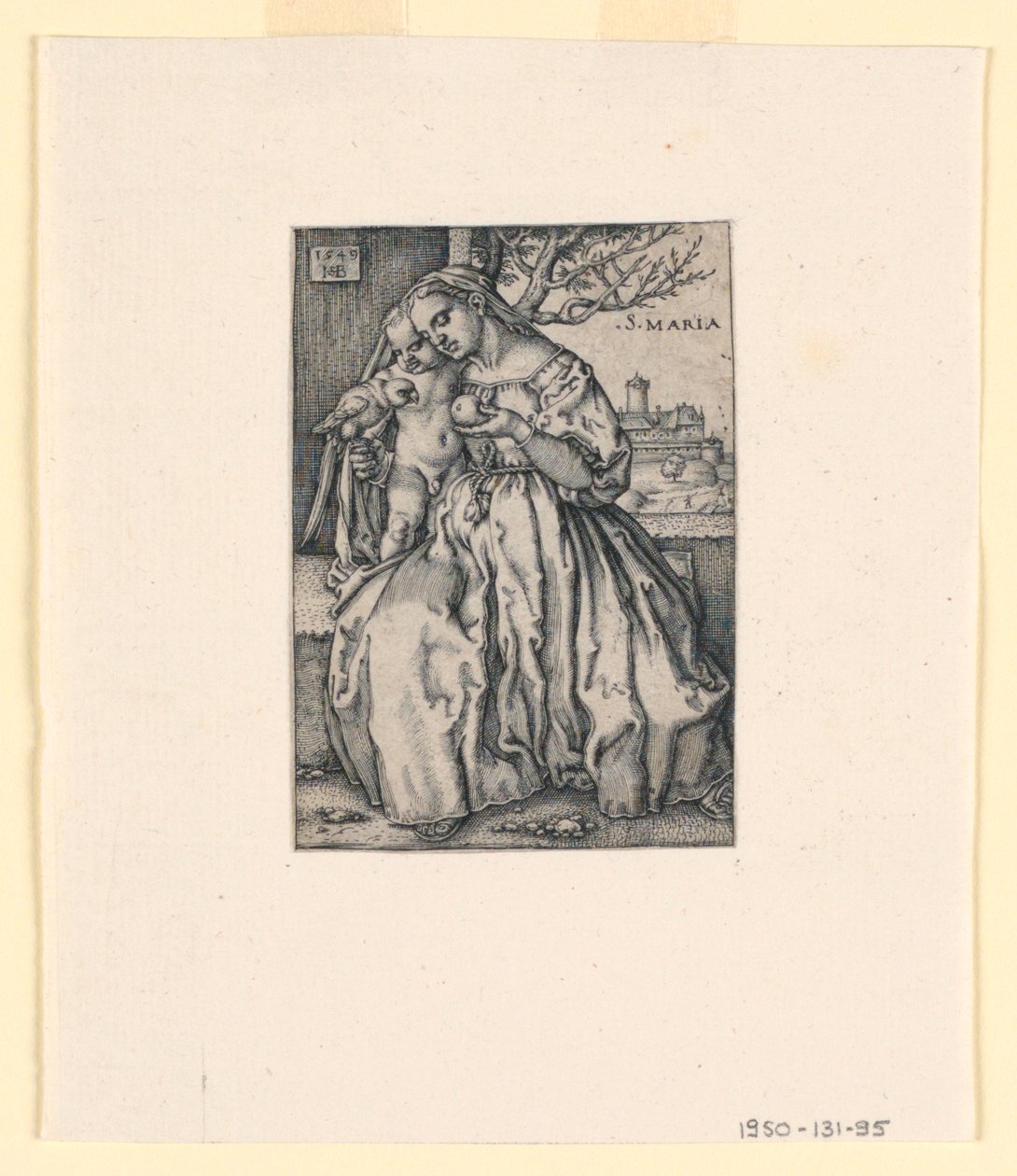 Maagd en kind met papegaai door Hans Sebald Beham