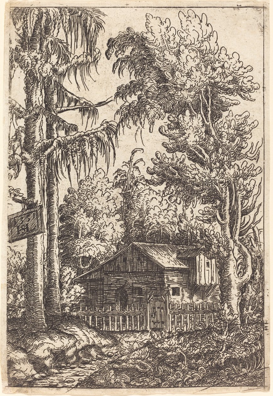 Landschap met uitzicht op een boerderij, 1551 door Hans Sebald Lautensack