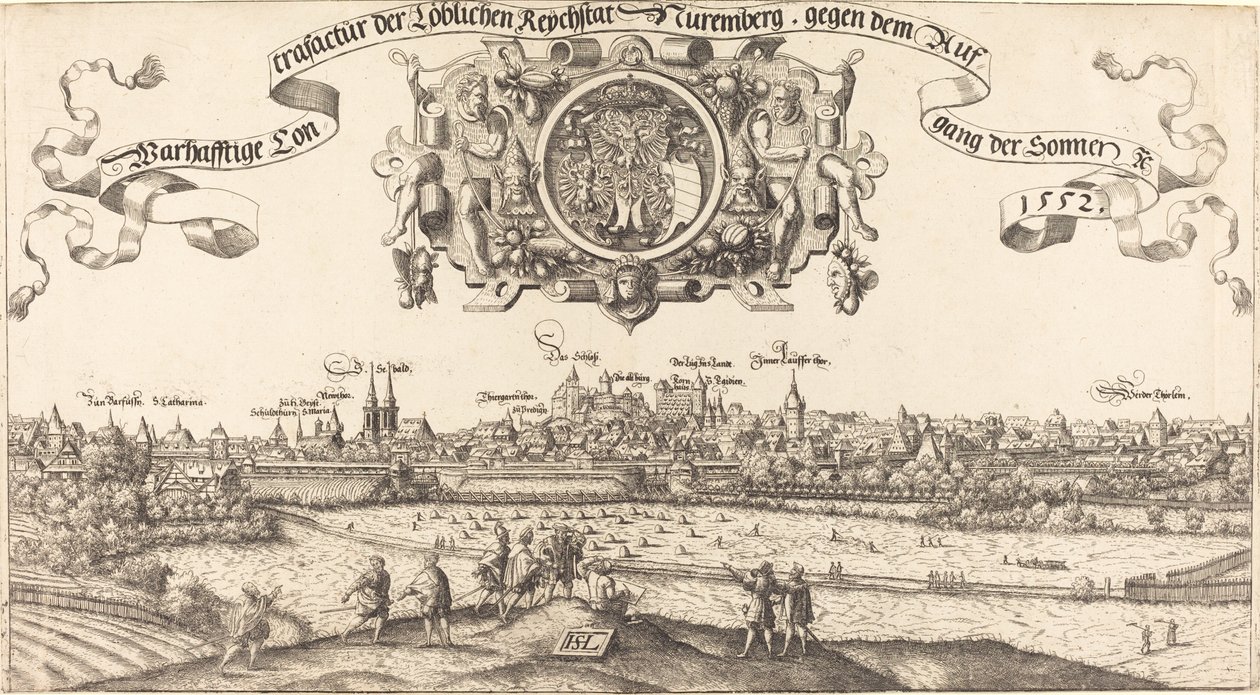 Uitzicht op Neurenberg vanuit het oosten [middenstuk] door Hans Sebald Lautensack