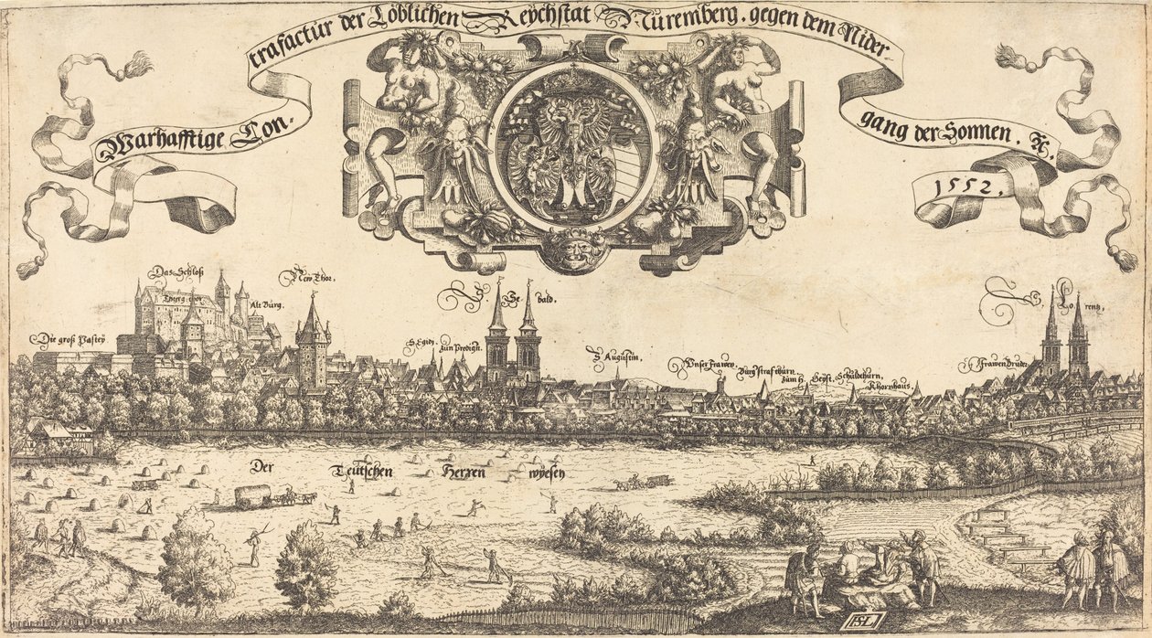 Zicht op Neurenberg vanuit het westen [midden sectie], 1552 door Hans Sebald Lautensack