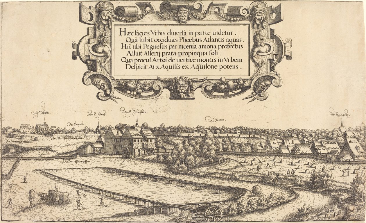 Uitzicht op Neurenberg vanuit het Westen (linker gedeelte) door Hans Sebald Lautensack