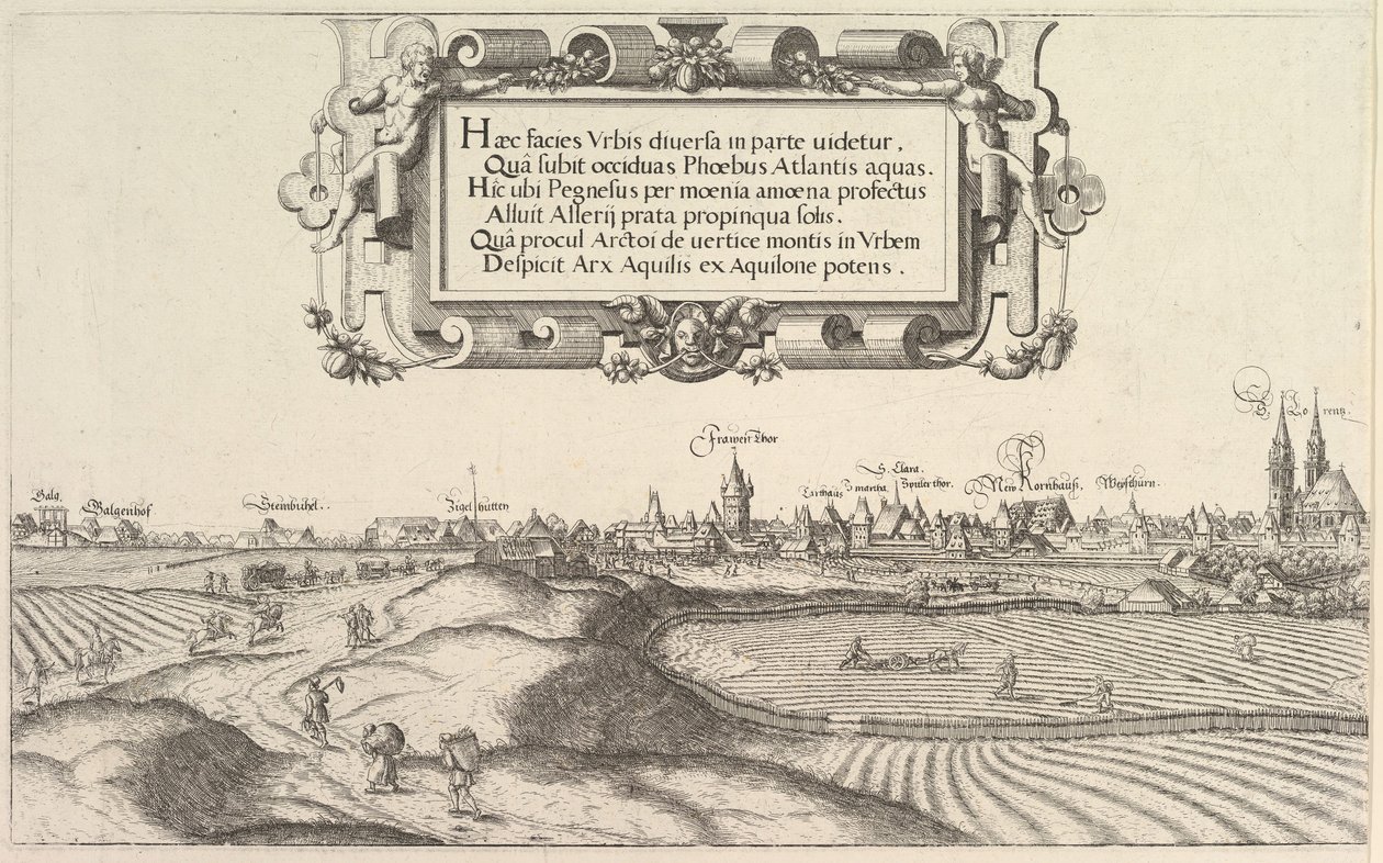Gezicht op Neurenberg, naar het oosten, linker plaat, 1552 door Hans Sebald Lautensack