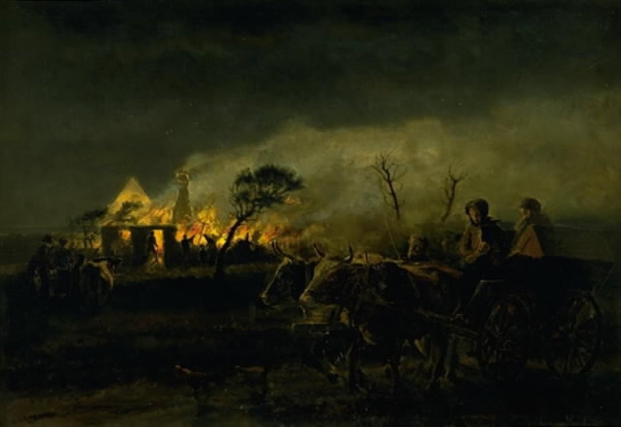 Een brandende boerderij door Hans Smidth