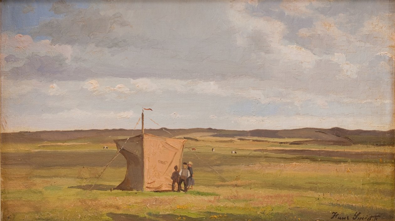 Het onderkomen van de kunstenaar op de heide in Jutland door Hans Smidth