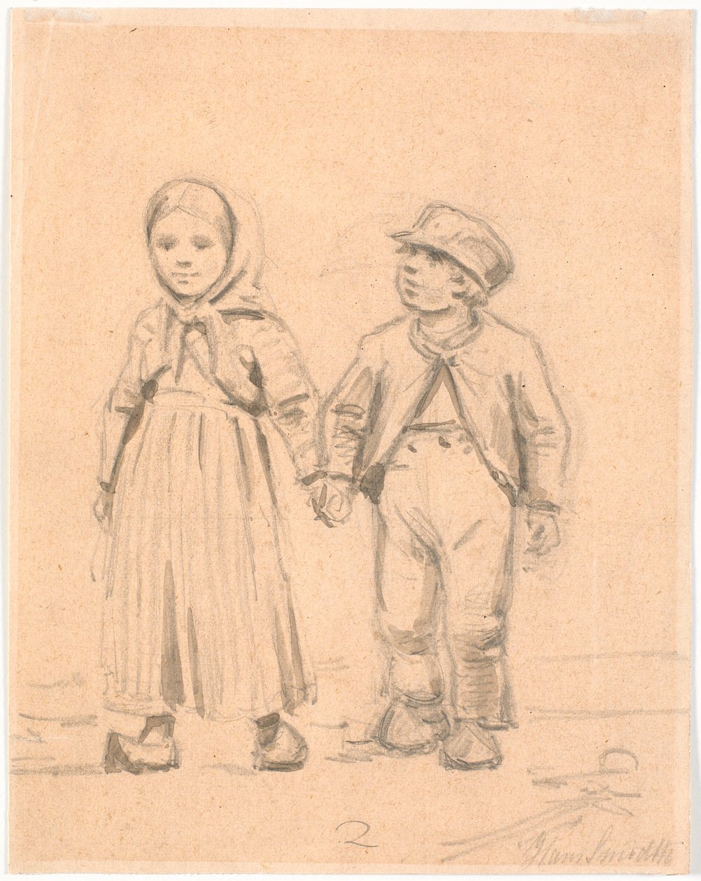 Twee boerenkinderen door Hans Smidth