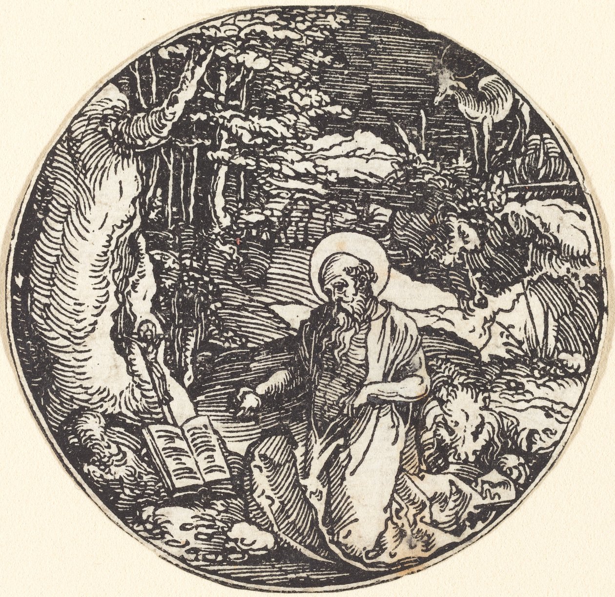 Sint Hiëronymus in Boetedoening door Hans Springinklee