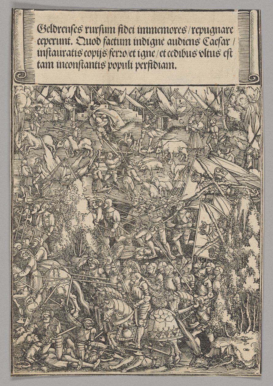 Tweede oorlog met Gelre, plaat 19 uit Historische scènes uit het leven van keizer Maximiliaan I uit de Triomfboog door Hans Springinklee