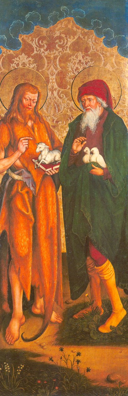 Duits: Johannes der Täufer und Joachim Johannes de Doper en Joachim - Inzigkofen Altar door Hans und Jakob Strüb