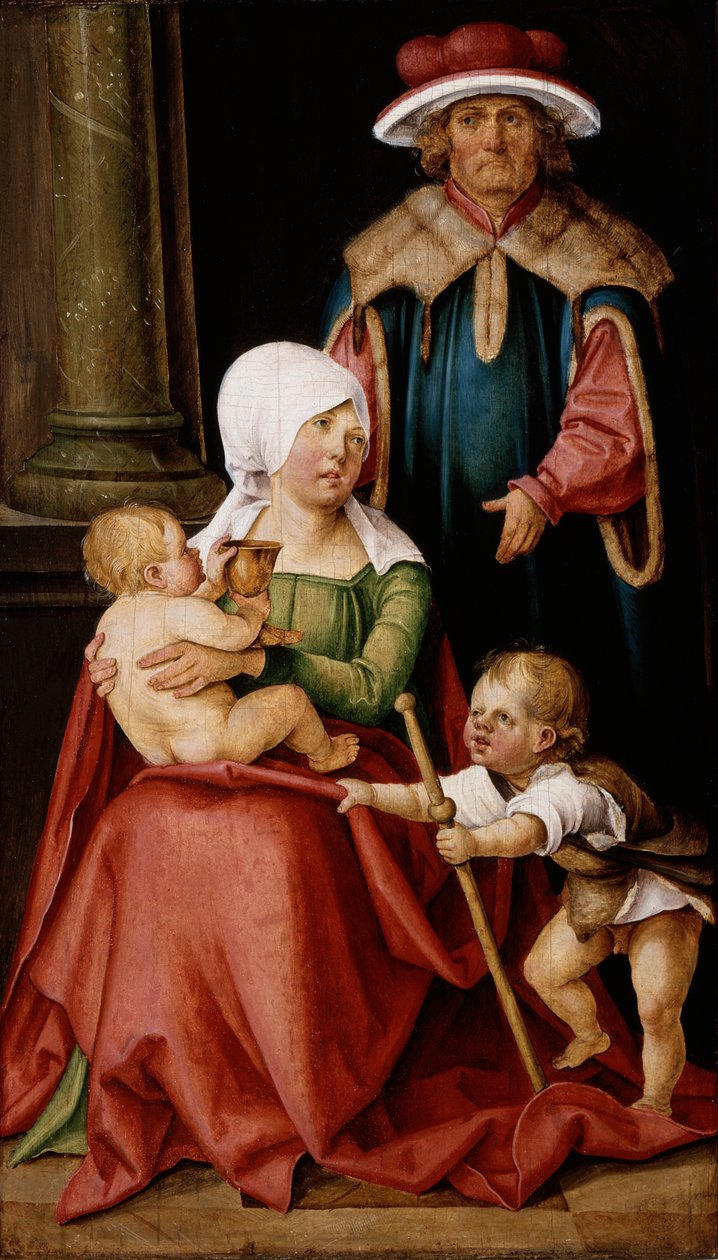 Maria Salome en Zebedeüs met hun zonen Jakobus de Meerdere en Johannes de Evangelist, ca. 1511 (olieverf op paneel) door Hans Suess Kulmbach