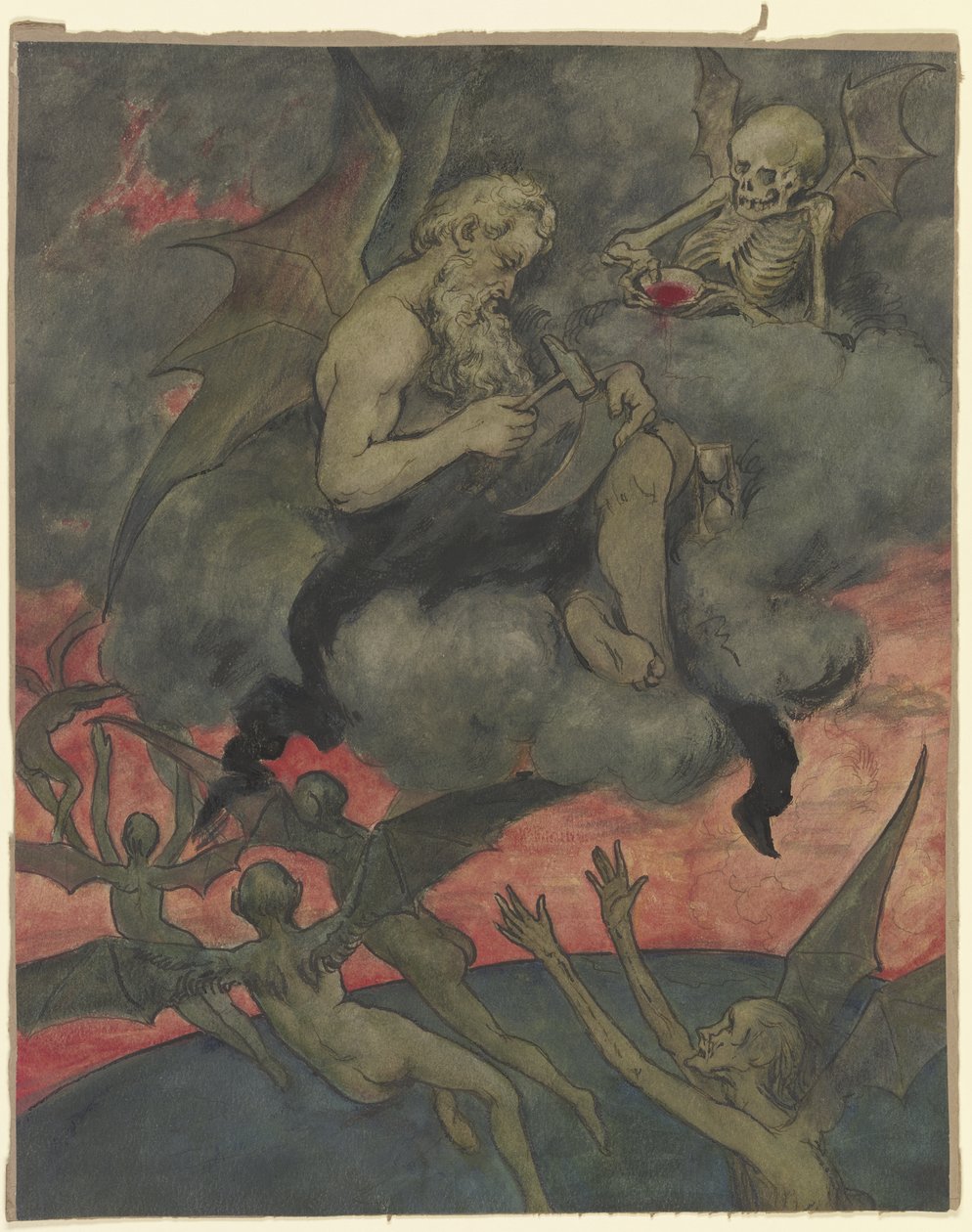 Chronos slijpt de zeis door Hans Thoma