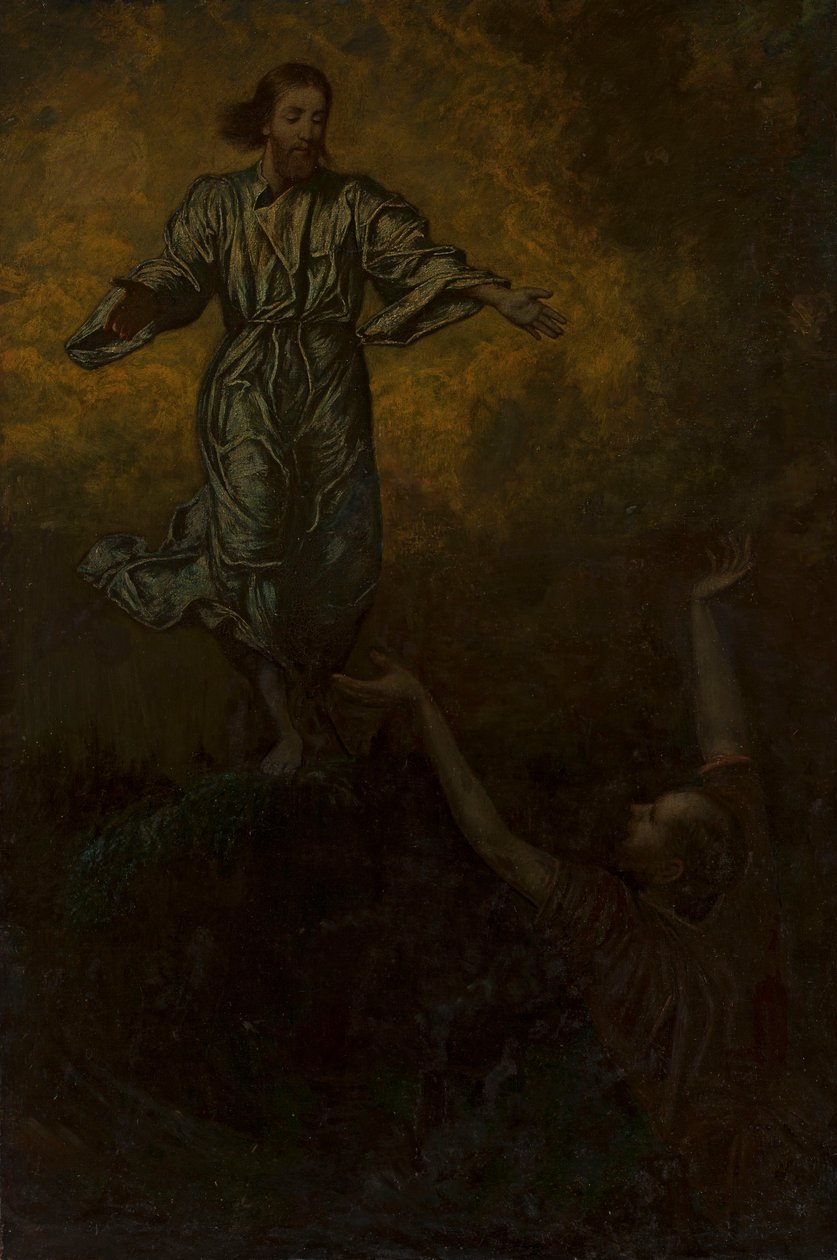 Christus en de heilige Petrus door Hans Thoma