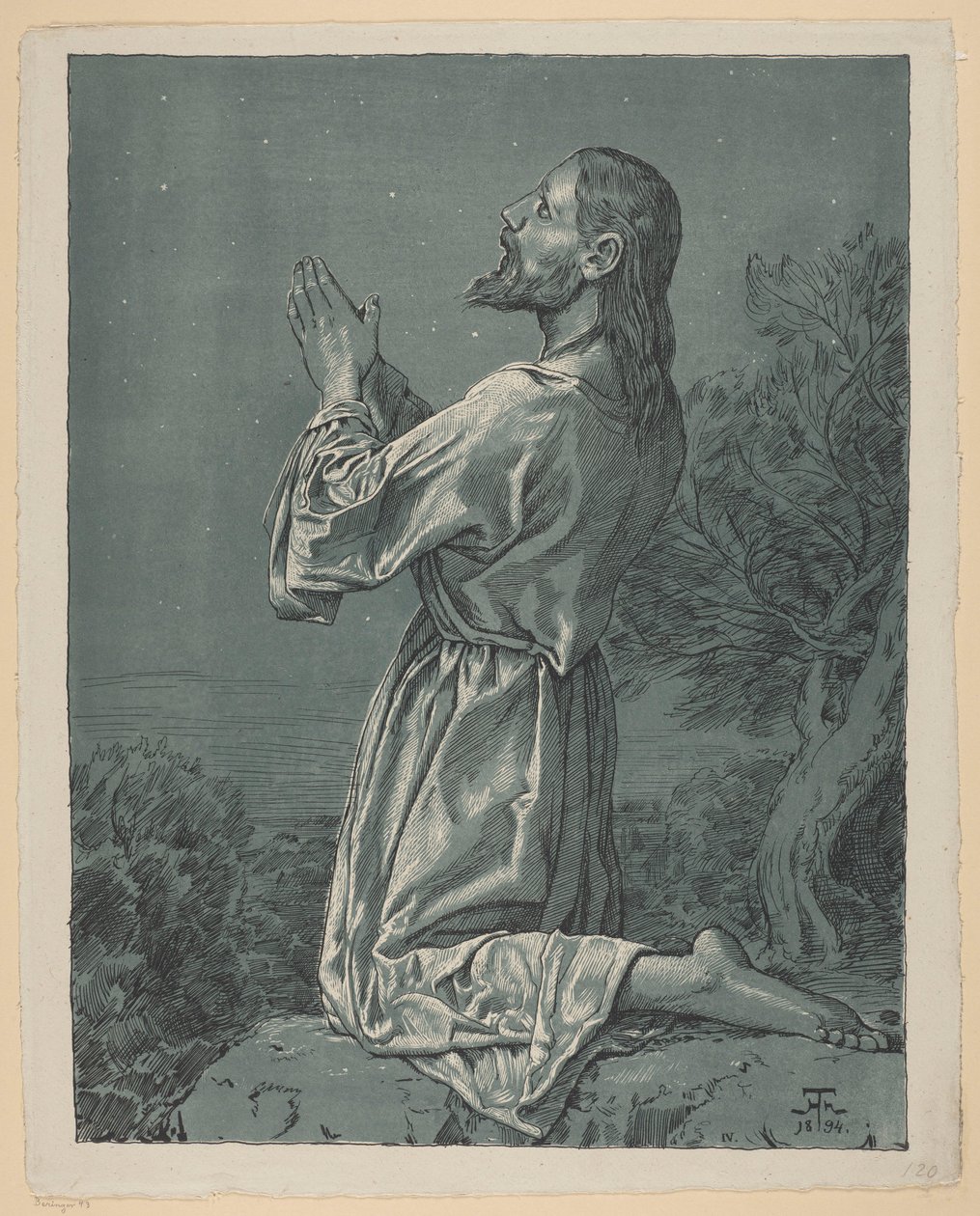 Christus in gebed in de Hof van Olijven door Hans Thoma