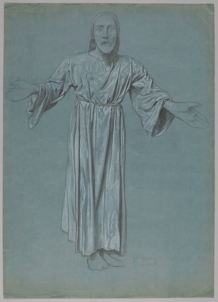 Christus met uitgestrekte armen (recto en verso) door Hans Thoma