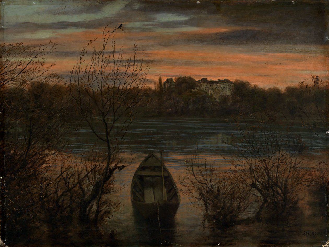 Eenzame boot door Hans Thoma