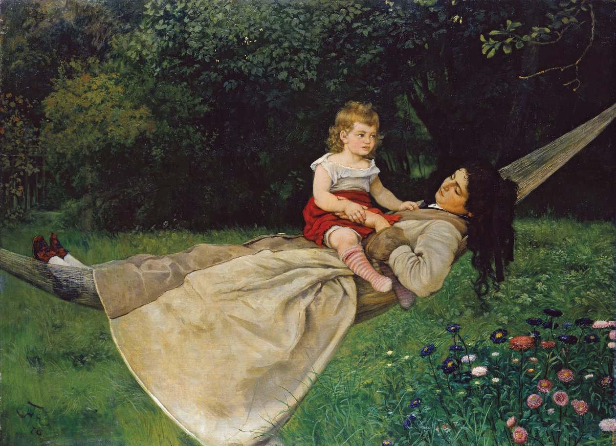 In de hangmat door Hans Thoma