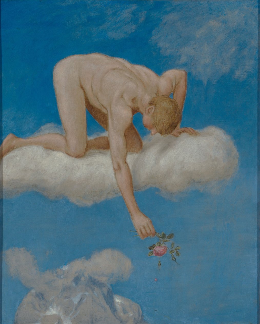 Juni (Jongeman met roos) door Hans Thoma