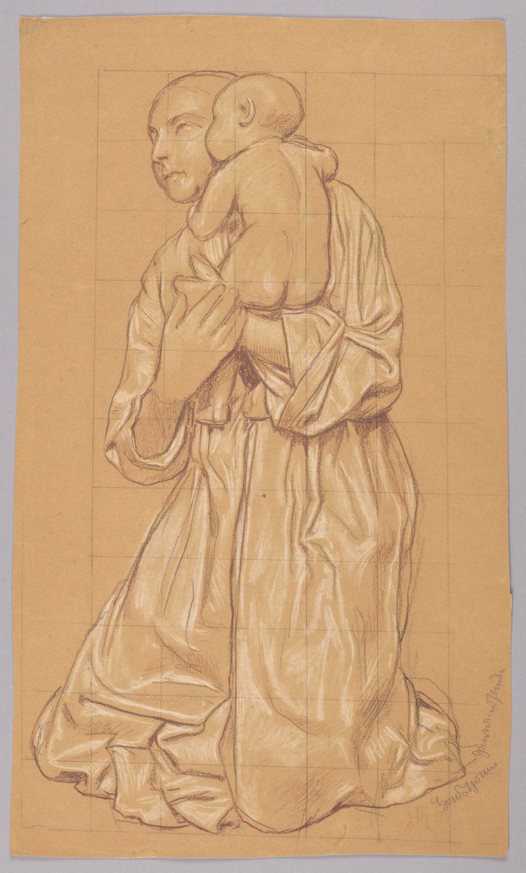 Frau mit Kind auf dem Arm door Hans Thoma