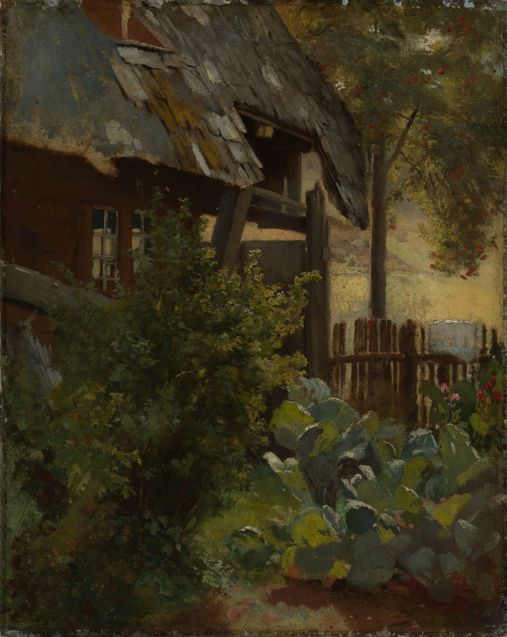 Kooltuin met hoek van een huis door Hans Thoma