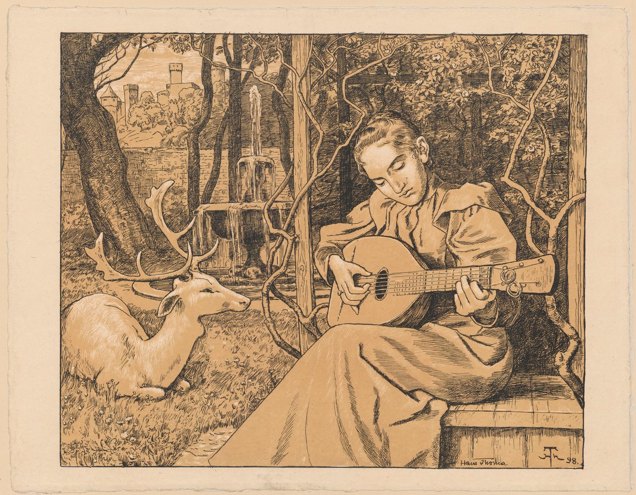De luitiste. Een allegorie van de muziek door Hans Thoma