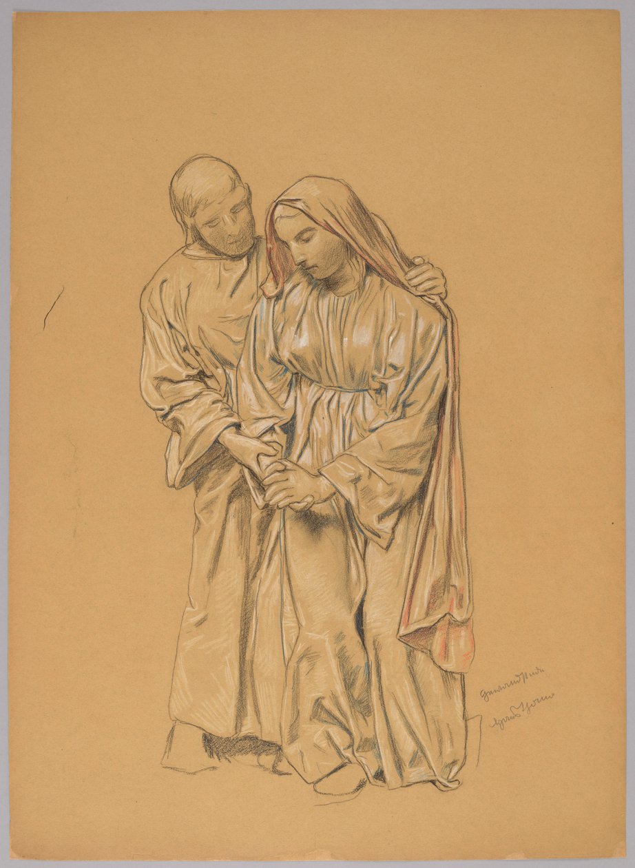 Maria mit dem heiligen Johannes dem Evangelisten door Hans Thoma