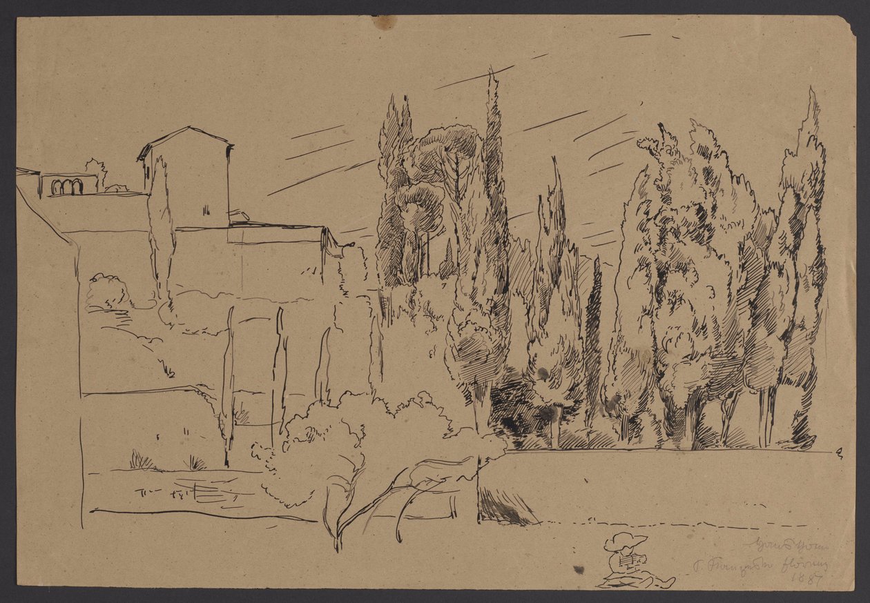 De omgeving van het Sint-Franciscusklooster in Florence door Hans Thoma