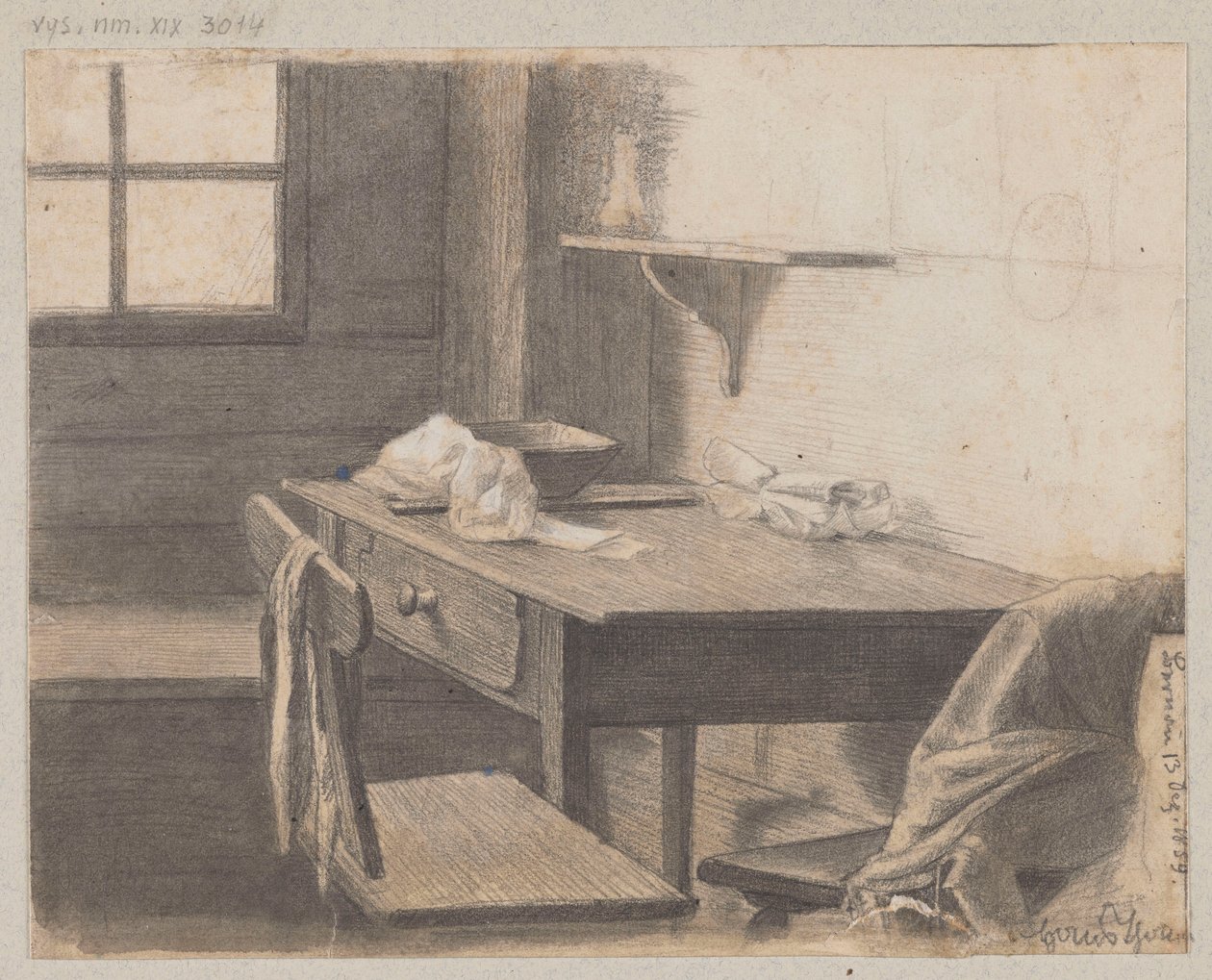 De kamer van de kunstenaar in Bernau door Hans Thoma